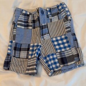 GAP Blue and Cream Patchwork Plaid Shorts